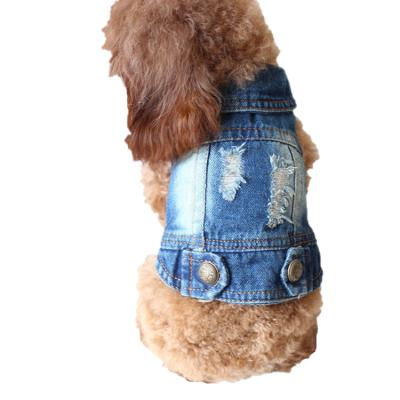 China Sustainable Classic Medium Small Pet Puppy Clothes Dog Denim Vest Pet Jeans for sale