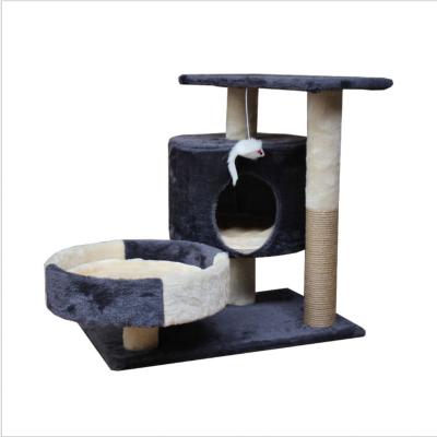 China High Quality Viable Short Plush Cat Tree House 3 Tier Cat Jumping For Cat Condo for sale