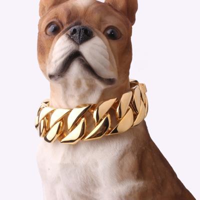 China Custom Hot Selling Personalized Cuban Dog Collar Amazon Dog Link Chain Necklace Heavy Gold Stainless Steel Large Custom Made for sale