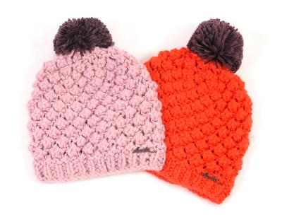 China Popular Winter Beanie Hat With Pompom 2020 Women Ladies Popcorn Fashion Warm Knitted Beanie Hat for sale