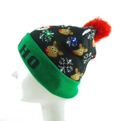 China New Fashion COMMON Christmas Gift Christmas Led Hat Knitting Light Up Christmas Led Beanie Hat for sale