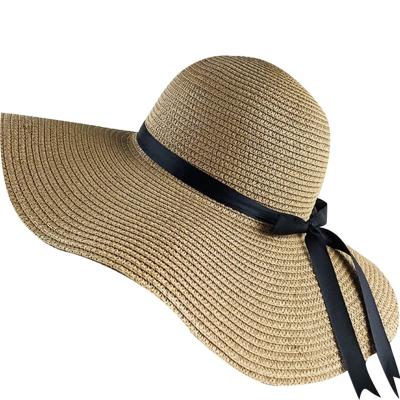 China Wholesale Foldable Checked Straw Hat 2021 Wide Brim Selling Women Beach Bowknot Hat Summer Hot Sun Hat for sale