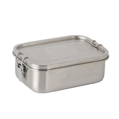 China Amazon BPA Free Sustainable Eco Friendly 304 Stainless Steel Lunch Box For Kids Bento Box Rectangle Leakproof Snack Box With Lock Divider for sale