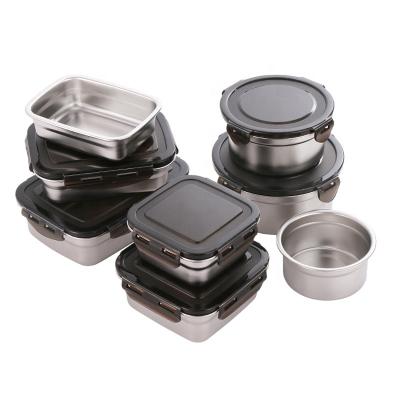 China 304 Stainless Steel Lunch Box Bento Box Food Grade Leakproof BPA Free Freshness Storage Box With Lock for sale