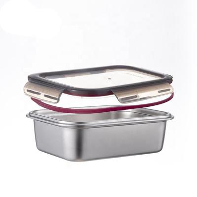 China Freshness Preservation 304 Stainless Steel Bento Lunch Box Bamboo Food Storage Container Lid Bowl For Japanese Adults Kids for sale