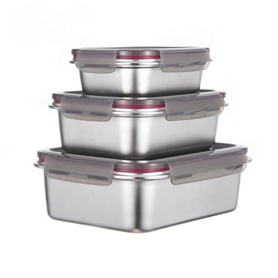 China Freshness Preservation BPA Free Leakproof Stainless Steel Food Storage Containers Custom Bento Kids Lunch Box With Lock for sale