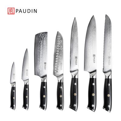 China Wholesale 7 Pcs Viable VG10 Damascus Steel Japanese Steel Chef Knife Set Kitchen Knife Set for sale