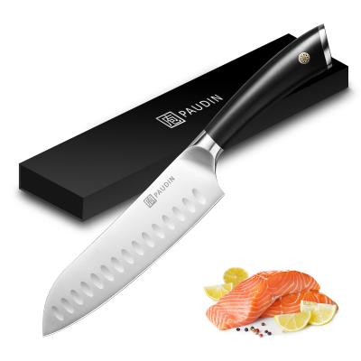 China 7 Inch Handle Chef Knife Non-Stick Japanese Professional Stainless Meat Viable Stainless Cutter Plastic Santoku Knife for sale