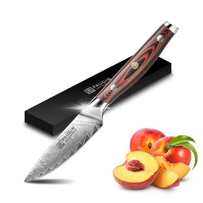 China 3.5 Inch Single Viable 67 Layers Japanese Steel Paring Knife Fruit Vegetable Damascus for sale