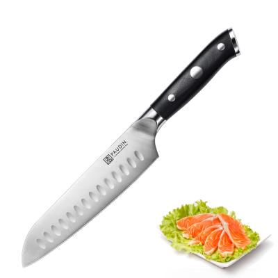 China High Quality Viable German Stainless Blade 7 Inch G10 Handle Santoku Knife Plastic Chef Knife for sale