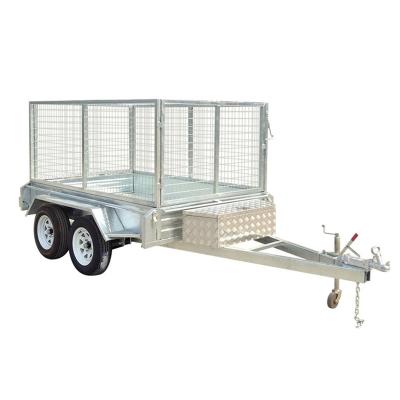 China 8X5 Hot Galvanized Axle Caged Trailer Tandem Car Trailer for sale