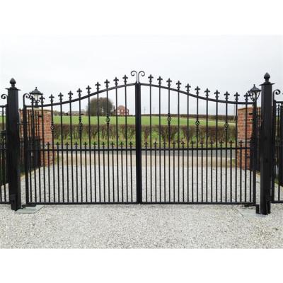 China Easily Compiled Modern Iron Driveway Gate Home Wrought Iron Base Track Designs for sale