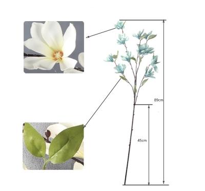 China Silk+Plastic 11 Heads Single Stem Magnolia Artificial Flowers With Leads For Decor for sale