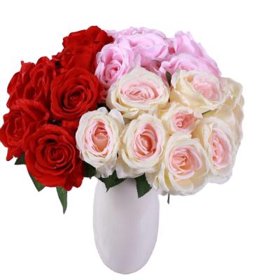 China 18 Heads Artificial Silk Roses Flower Bouquet For Wedding Decoration for sale