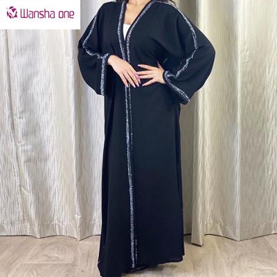 China Casual Women's Islamic Clothing Embroidered Dubai Style Long Robe Black Abaya Muslim Dresses for sale