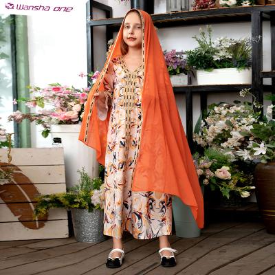 China Maxi Dress Kids Girls Islamic Kaftan Long Sleeve Jilbeb Jilbeb Cotton Jalabiya Long Sleeve Casual Daily Women Abayas for sale