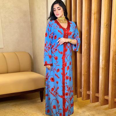 China High quality daily causal robes plus size robe middle eastern long robe kimono floral printed muslim abaya robes for sale