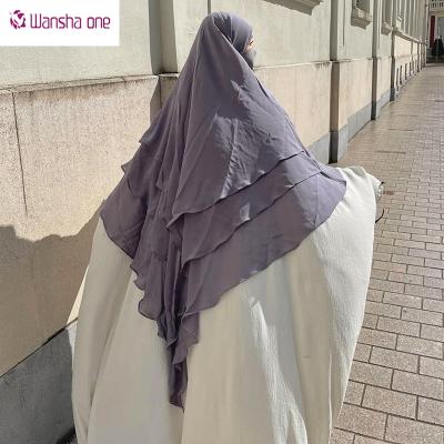 China Wholesale one hijab peace prayer fabric muslim long chiffon khimar khimar borka designer simple layered airy layered hijab for sale