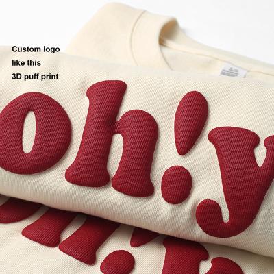 China Anti-Shrink Fashion custom 3d print t shirt foam custom logo plus size tee shirts oversized cotton men 3d puff print t shirts for sale