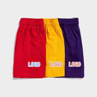 China Anti-wrinkle Wholesale cheap men's casual plain print 100% polyester street wear sets  pure color mesh shorts for summer gym sports for sale