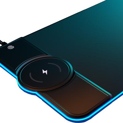 China RGB With Wireless Charger For Phones 2021 Overwatch Video Games Sublimation Gamer Gaming Lights Wholesale Fast Wireless Charging Custom Printing Mouse Pad for sale