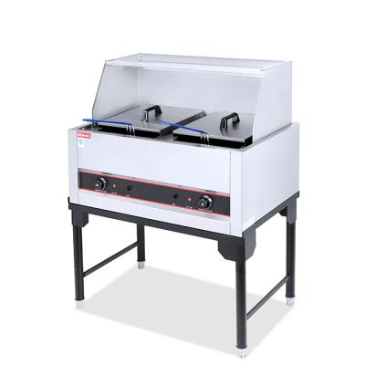 China Restaurant 2 tank 2 basket automatic kfc electric deep fryer with shelf underneath for sale