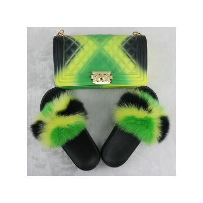 China Mini Crossbody Bag Handbags Jelly Bags And Sandals Multicolor Soft Soft Fur Slides for sale