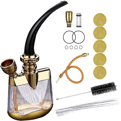 China Hot Selling Mini Handheld Glass Water Pipe Portable Hookah with Shisha Smoking Hose and Accessories. 62*32*147mm for sale