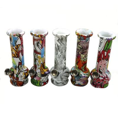 China New Fashion Color Draw Contemporary Wholesale Hookah Mini Glass Smoking Water Pipe Portable Shisha Pipes Smoking Herb Glass for sale