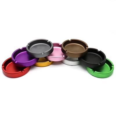 China 2021 new colorful portable smoking ashtray aluminum alloy round shape smoking ashtray for sale