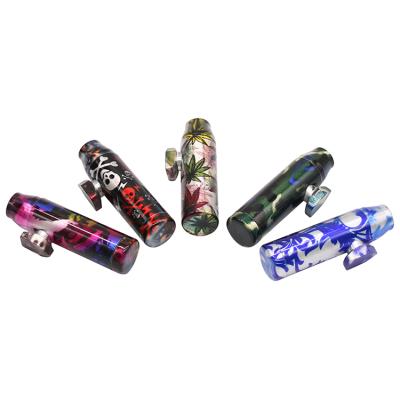 China 2021New Arrival 50mm Hemp Leaf Snuff Bottle Metal Aluminum Smoking Pipe Snuff Bullet With A Contemporary Floral Cartridge for sale