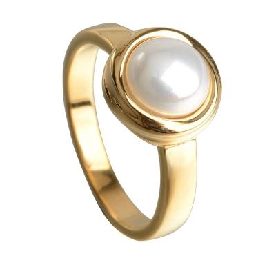 China Wholesale Lead Stainless Steel 12mm Ring Fashion Band Nickel Free White Pearl Ring Set Jewelry For Women for sale