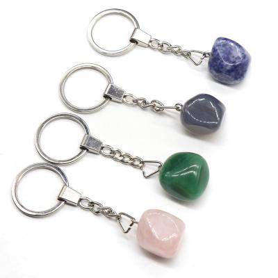 China Lead/Nickel Free Natural Stone Irregular Polishing Crystal Agate Key Chain Pendant Jewelry For Women for sale