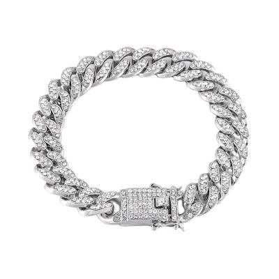 China Lead / Nickel Plated Cuban Men's Fashion Bracelet Free European Rhinestone Bracelet 13MM Full Diamond Jewelry for sale