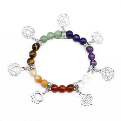 China Lead / Nickel Free Hot Sale Wheel Bracelet Colorful Nature Stone Charms Bracelet Yoga Jewelry Bracelet For Women for sale