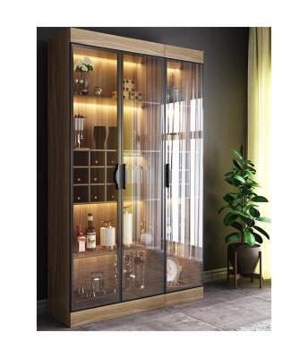 China Other Wholesale Living Room Storage Display Rack Wooden Wine Cabinet With Glass Door for sale