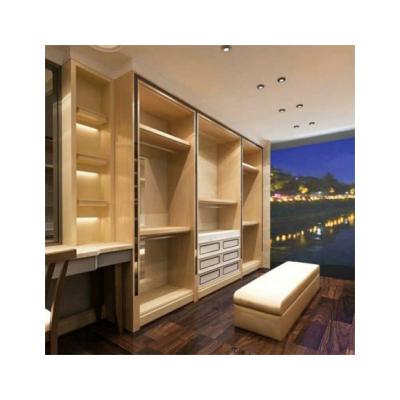 China Modern Unique Custom Design Solid Wood Bedroom Large Wardrobe With Glass Sliding Door for sale