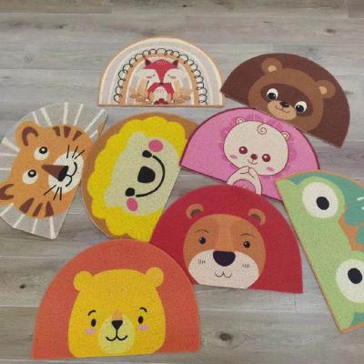 China Wholesale 40*60cm Entrance Mats Home Washable PVC Printed Door Mat Semi Circle Cartoon Floor Mat for sale