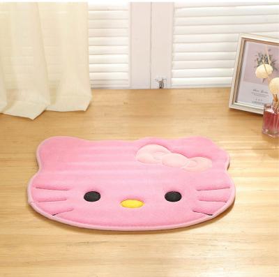 China Cute Carpet Mat Wholesale Customized Absorbent Anti-skid Kitty Cat Floor Mat Coral Fleece New Design Waterproof Hello for sale