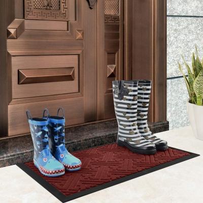 China Anti-Bacteria Customized Household Waterproof Anti-Slip Rubber Entrance Mat Door Mat Heavy Duty Embossed Cleaning Mat for sale