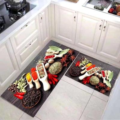 China Wholesale 2Pcs/Sets Washable Custom Printed Kitchen Floor Mat Kitchen Mat Non-Slip Kitchen Floor Mat Set Geometric Anti Fatigue for sale