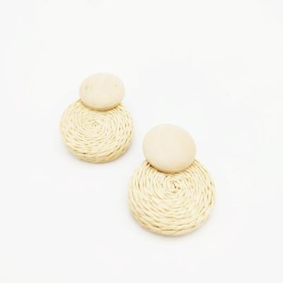 China BOHEMIA Log Woven Earrings Round Earrings Rattan Hand - Woven Earrings Shape Piece for sale