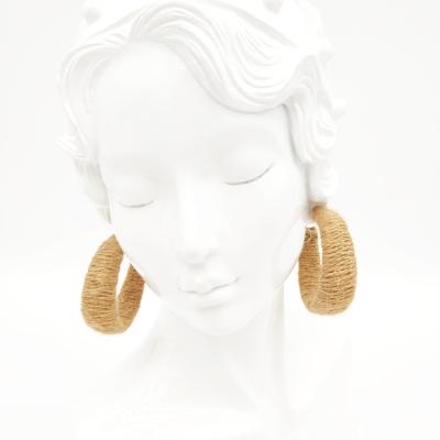 China New Fashion BOHEMIA Round Hemp Rope Earrings Creative Exaggerated Winding Earrings for sale