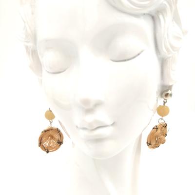 China BOHEMIA hand - bamboo woven earrings and rattan art earrings small exotic hat earrings for sale