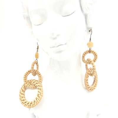 China BOHEMIA overstated long earrings woven round art earrings craft wooden earrings for sale