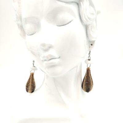 China BOHEMIA hand - woven earrings bamboo and rattan art earrings water drop shaped long earrings for sale