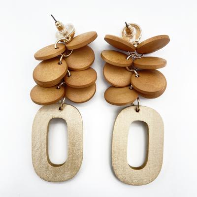 China Gift Custom Fashion Quality Minimalist Wooden Stud Earrings For Women for sale