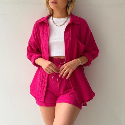 China QUICK DRY Spring Ride Polo Long Sleeve Shirt High Size S-2XL Shorts Casual Big Fashion Shorts Set Women for sale