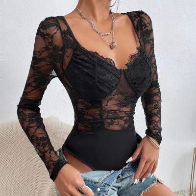 China Fashion QUICK DRY lingerie for sexy embroidery blouse dress women lace one piece jumpsuit for sale