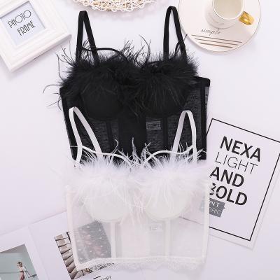 China Antibacterial Summer Feathers New Nightclub Camisole Slim Underwear Lace Sexy Bustier Corset Women Color for sale